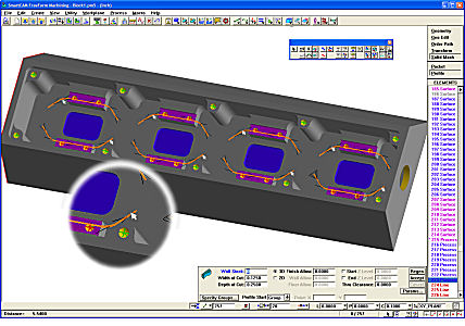 Profiles overlying surfaces picked with a single click using profile selection mode.