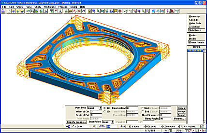 Using SmartCAM's new Planar Rough process, toolpath to machine all the part features in a single process was created in minutes