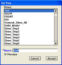 Enhanced Get View dialog box with new Preview option, listing the saved display state views