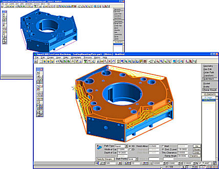 Roughing toolpath applied to open pocket feature.