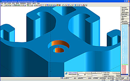 Holes comprised of split cylinders detected by SmartCAM without including partial-hole features.