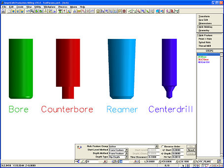 Enhanced Bore, Counterbore, Reamer and Centerdrill tool definitions allow more accurate display and use throughout the product