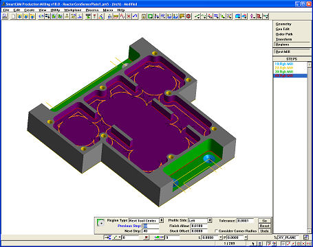 Rest Mill regions generated by the new Rest Mill geometry tool