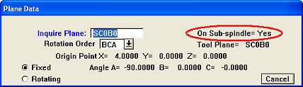 Plane Data shows new sub-spindle setting status.