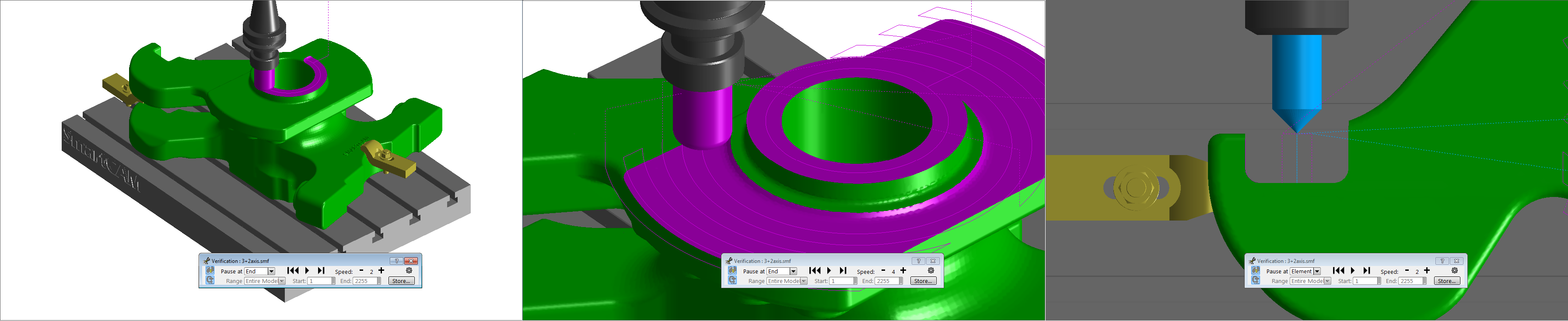 Change View during material removal verification