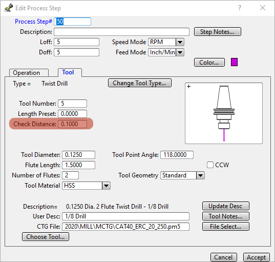 New Planner Check Distance Setting