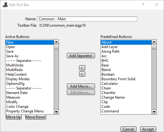 Toolbar Button Editor