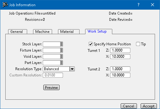 Home Position Dialog Advanced Turning