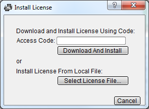 Install License dialog